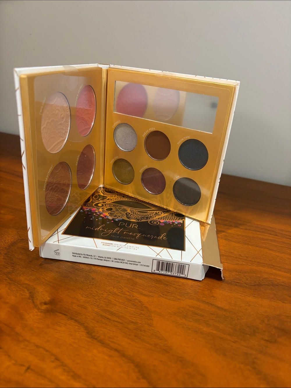 Pur Eyeshadow & Cheek Palette — Red, Coral, Gold, Pink, Blue, Brown